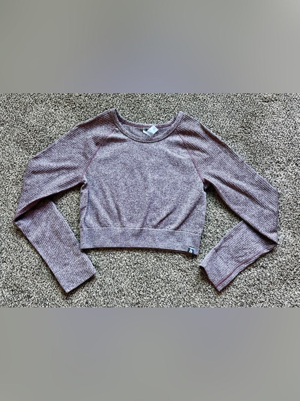 Ryderwear Heathered Mauve Crew Neck Cropped Sweater